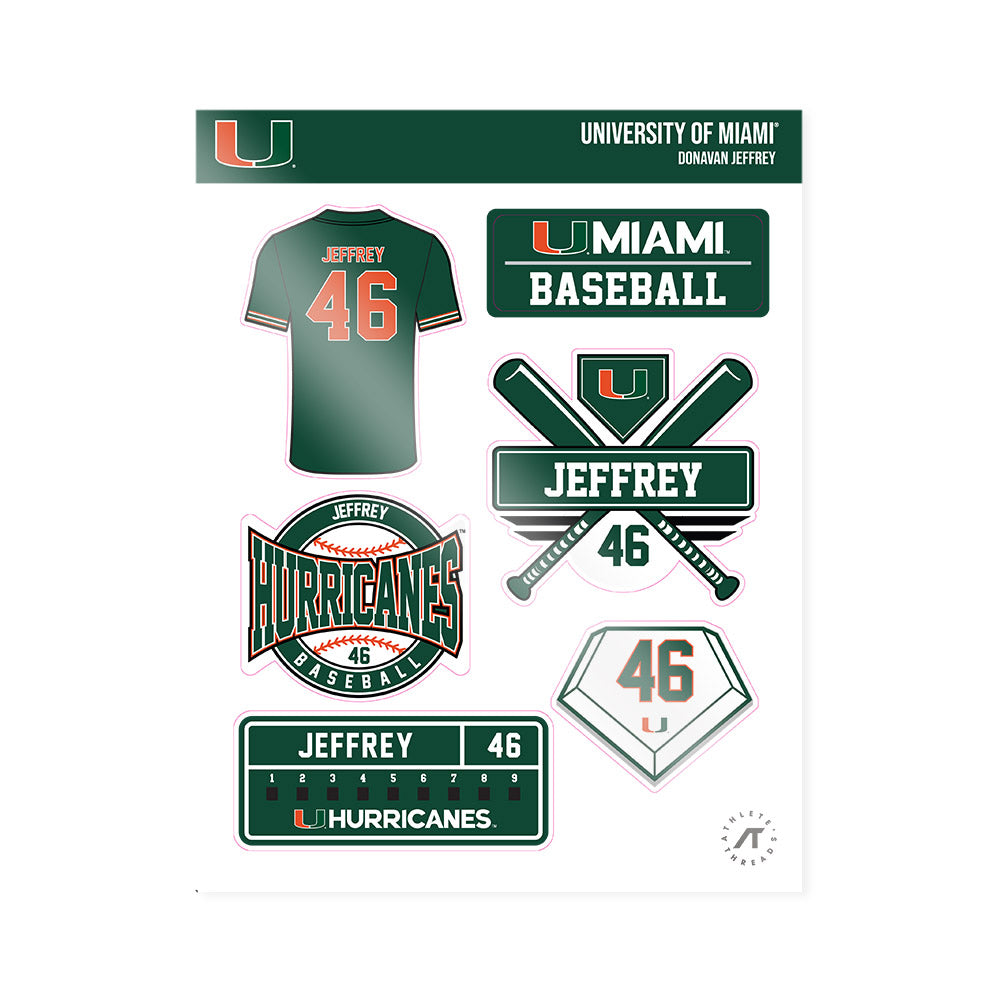 Miami - NCAA Baseball : Donavan Jeffrey - Sticker Sheet-0