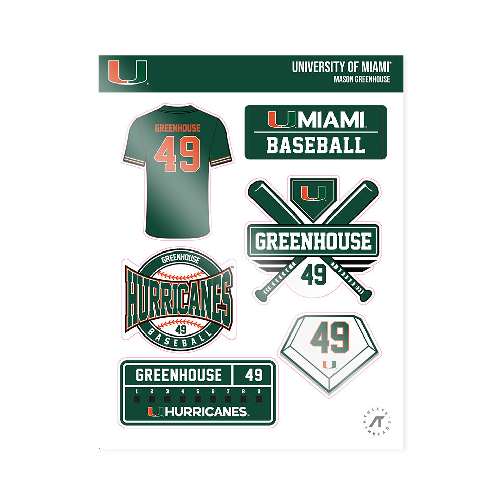 Miami - NCAA Baseball : Mason Greenhouse - Sticker Sheet-0