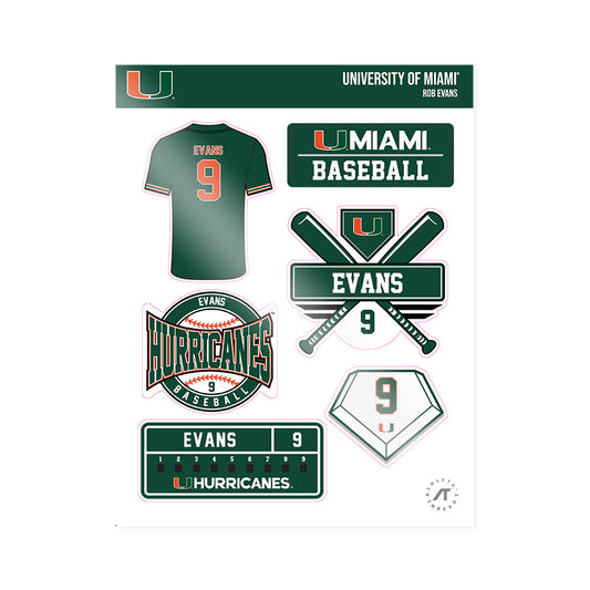 Miami - NCAA Baseball : Rob Evans - Sticker Sheet-0