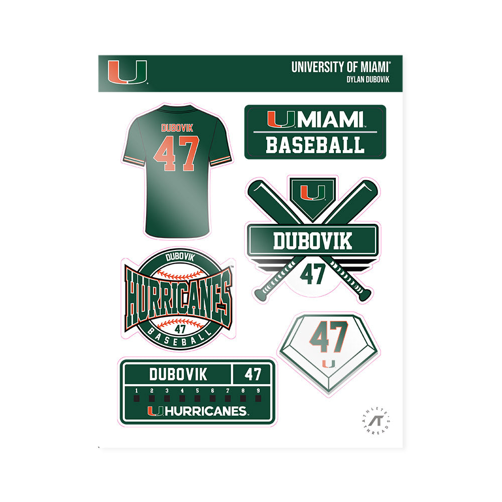 Miami - NCAA Baseball : Dylan Dubovik - Sticker Sheet-0
