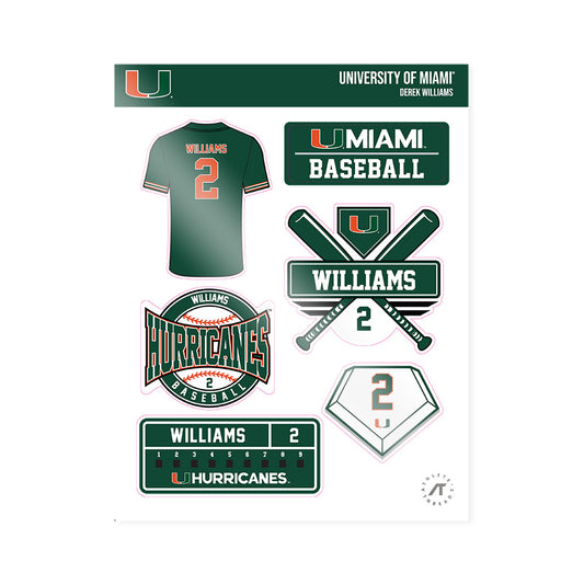 Miami - NCAA Baseball : Derek Williams - Sticker Sheet-0