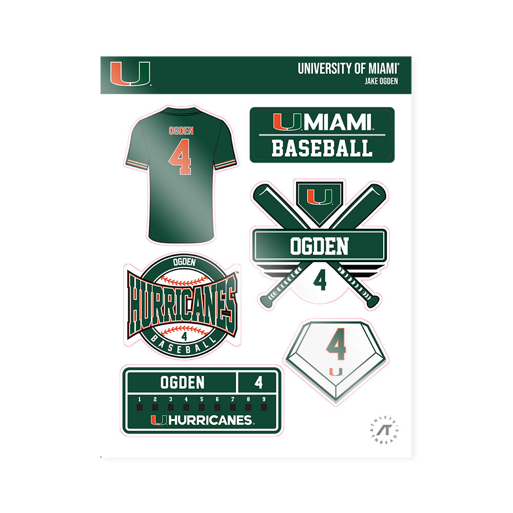 Miami - NCAA Baseball : Jake Ogden - Sticker Sheet-0