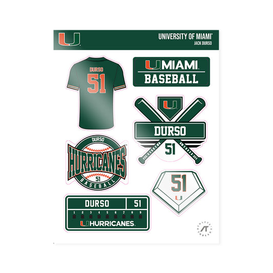 Miami - NCAA Baseball : Jack Durso - Sticker Sheet-0