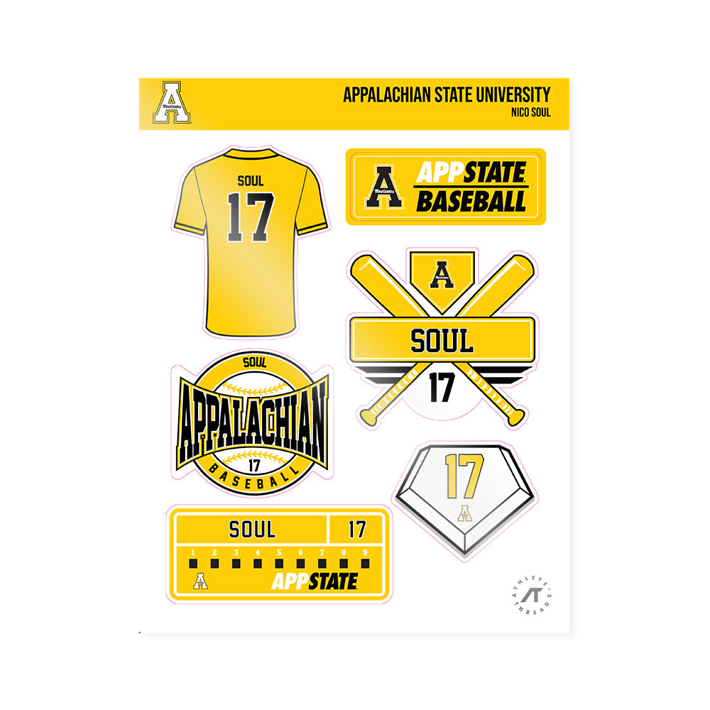 App State - NCAA Baseball : Nico Soul - Sticker Sheet-0