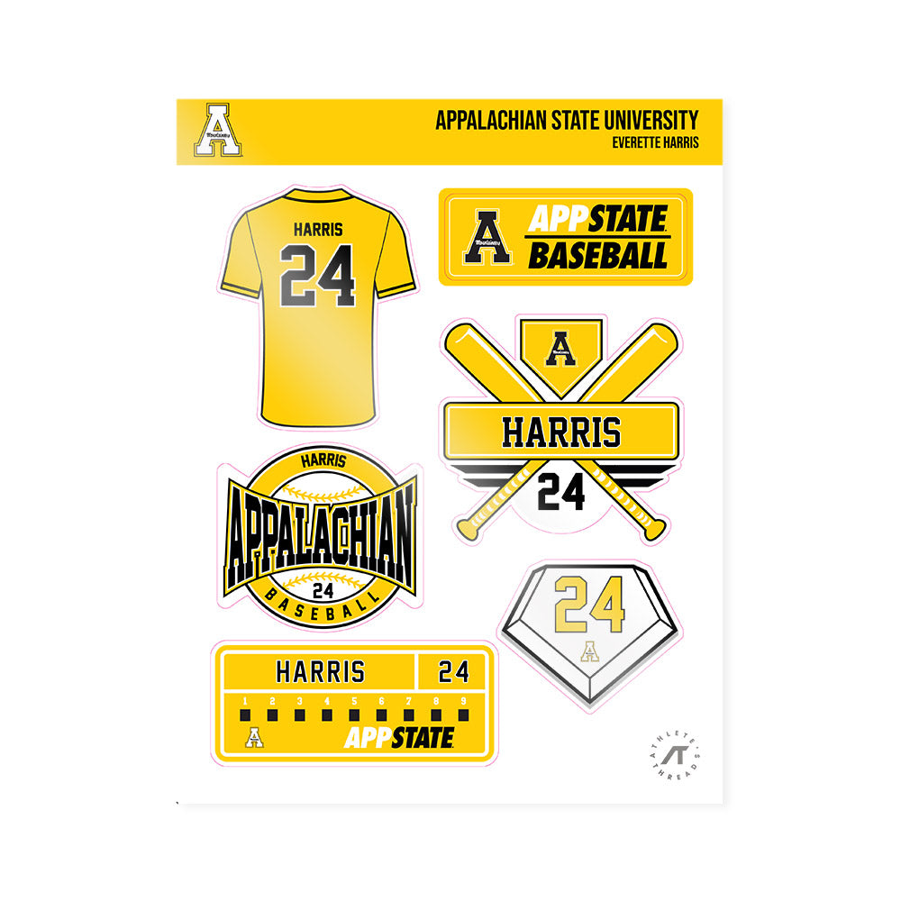 App State - NCAA Baseball : Everette Harris - Sticker Sheet-0