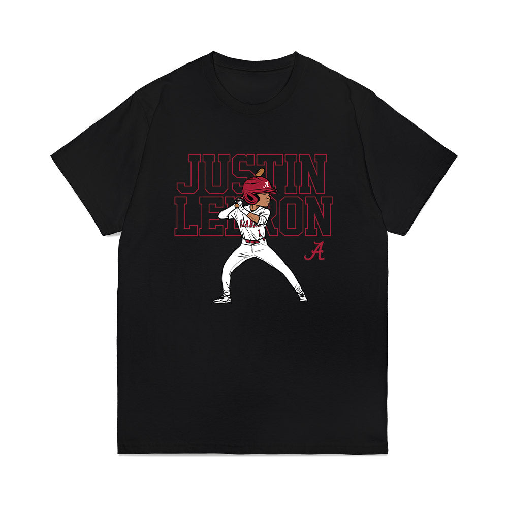 Alabama - NCAA Baseball : Justin Lebron - Player Illustration Premium T-Shirt-0