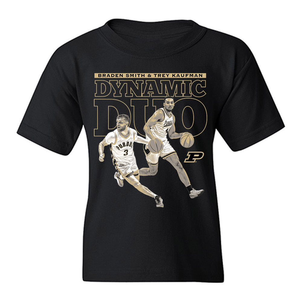 Purdue - NCAA Men's Basketball : - Dynamic Duo Collage Youth T-Shirt-0