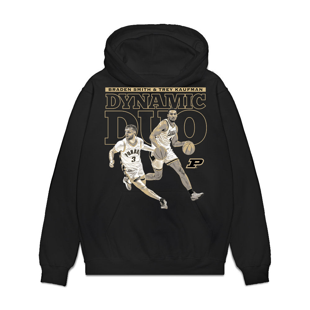 Purdue - NCAA Men's Basketball : - Dynamic Duo Collage Premium Hooded Sweatshirt-0