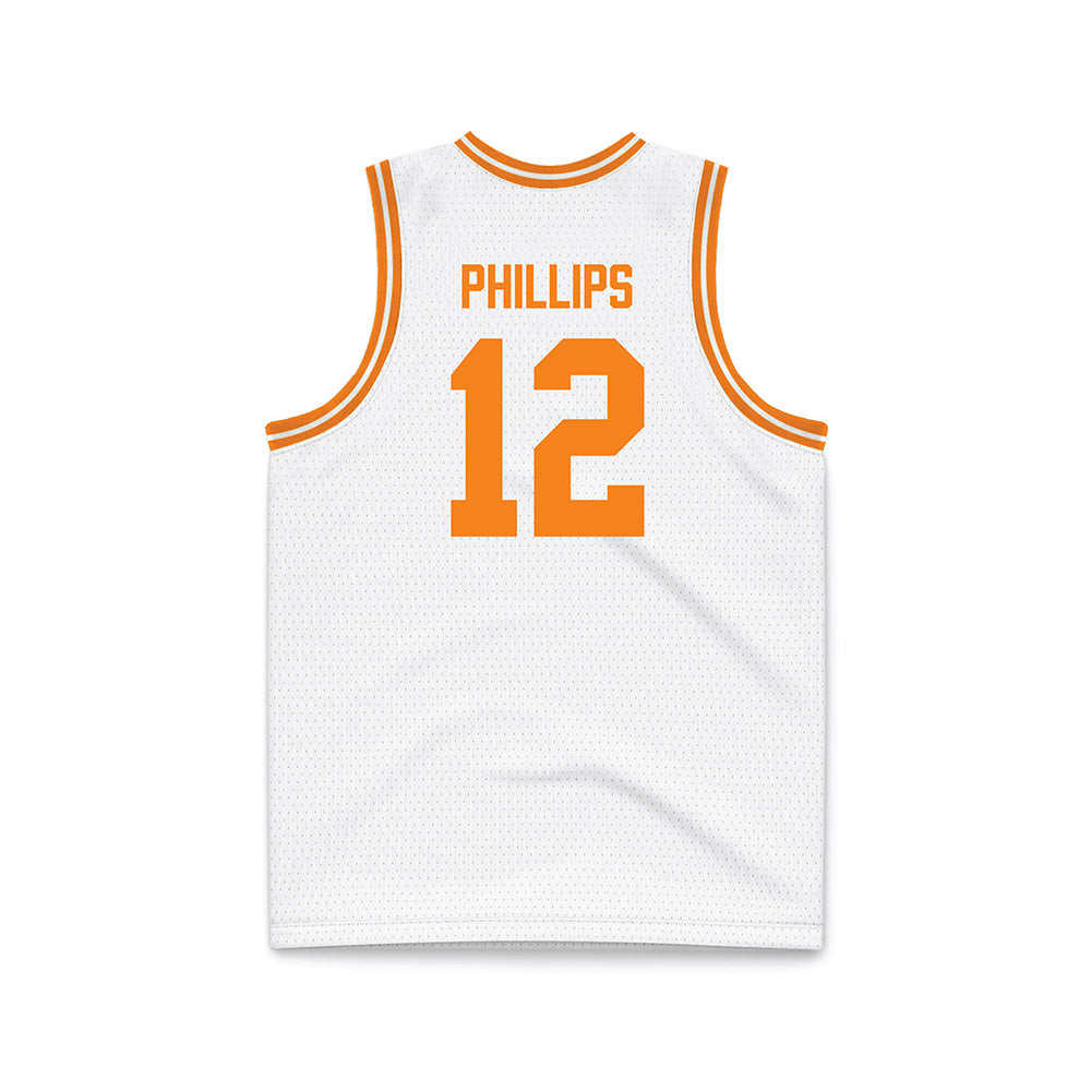 Tennessee - NCAA Men's Basketball : John Phillips - White Basketball Jersey-1