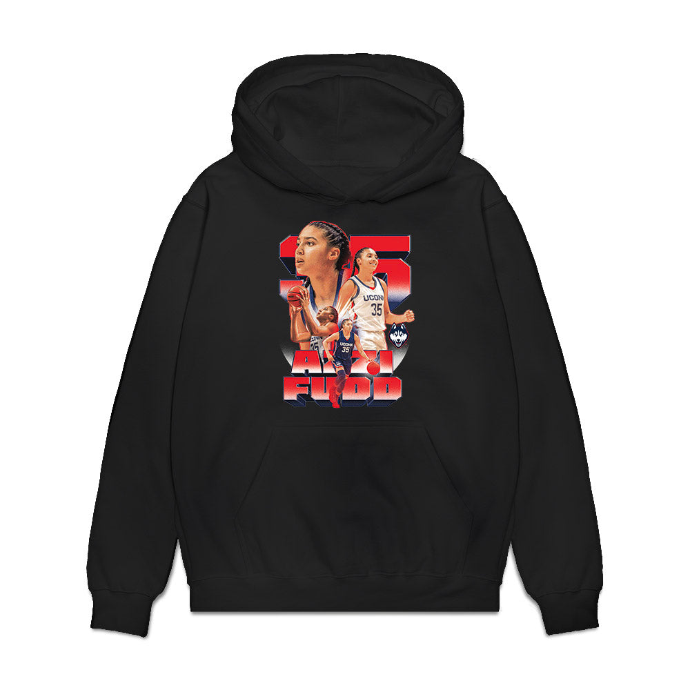UConn - NCAA Women's Basketball : Azzi Fudd - Collage Premium Hooded Sweatshirt-0