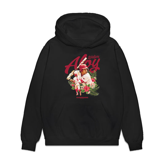 Arkansas - NCAA Baseball : Kuhio Aloy - Collage Premium Hooded Sweatshirt-0