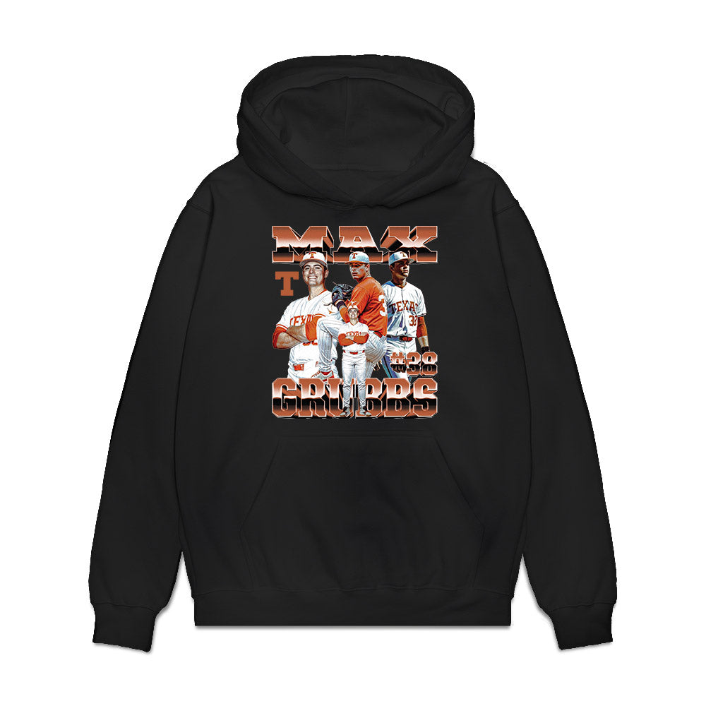 Texas - NCAA Baseball : Max Grubbs - Collage Premium Hooded Sweatshirt-0