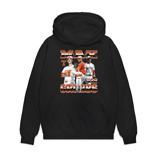 Texas - NCAA Baseball : Max Grubbs - Collage Premium Hooded Sweatshirt-0