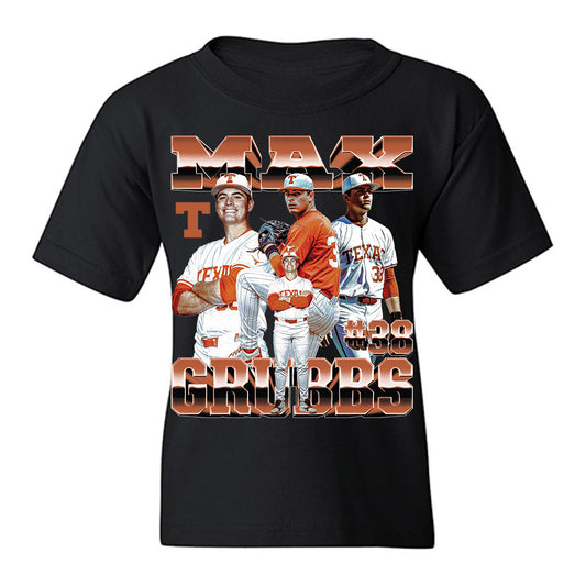 Texas - NCAA Baseball : Max Grubbs - Collage Youth T-Shirt-0