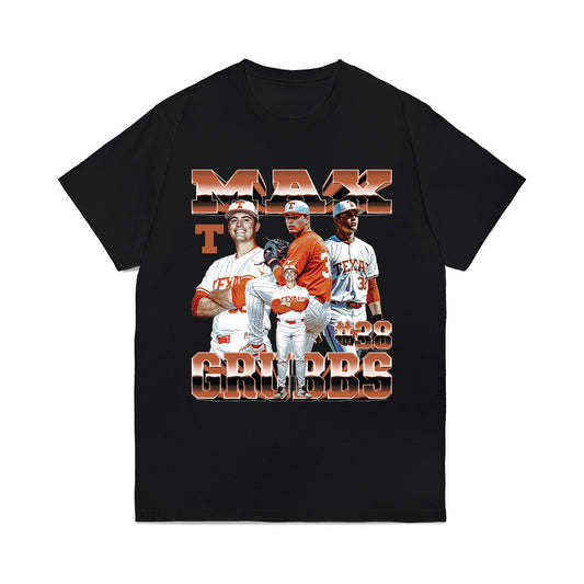 Texas - NCAA Baseball : Max Grubbs - Collage Comfort Colors T-Shirt-0