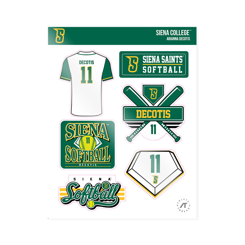 Siena - NCAA Softball : Arianna DeCotis - Sticker Sheet-0