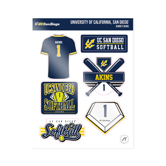 UCSD - NCAA Softball : Aubrey Akins - Sticker Sheet-0