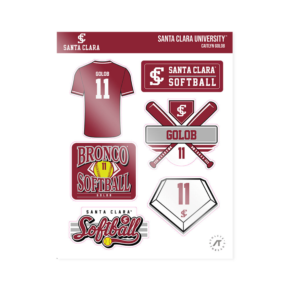 SCU - NCAA Softball : Caitlyn Golob - Sticker Sheet-0