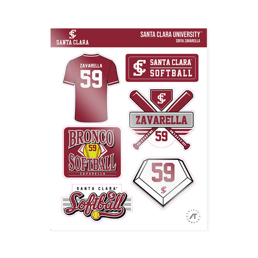 SCU - NCAA Softball : Sofia Zavarella - Sticker Sheet-0