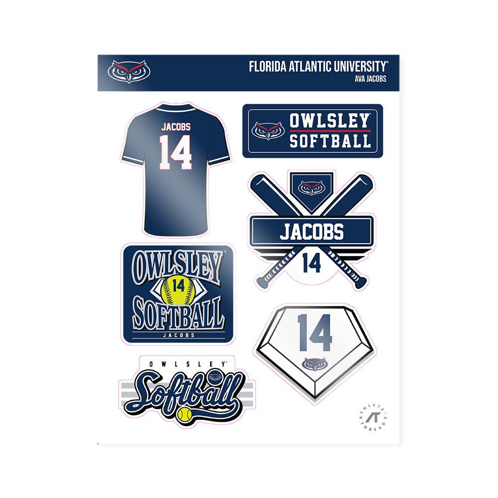 FAU - NCAA Softball : Ava Jacobs - Sticker Sheet-0