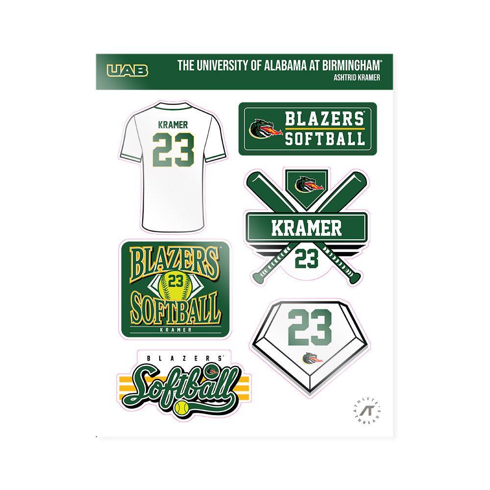 UAB - NCAA Softball : Ashtrid Kramer - Sticker Sheet-0