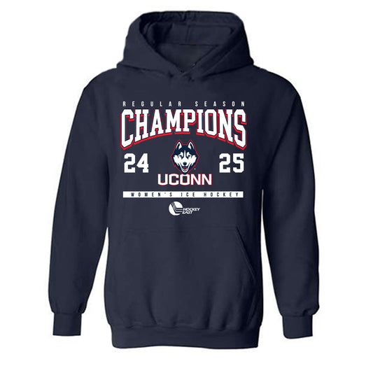 UConn - NCAA Women's Ice Hockey : Megan Woodworth - Hockey East 2024-2025 Regular Season Champs Classic Shersey Hooded Sweatshirt-0