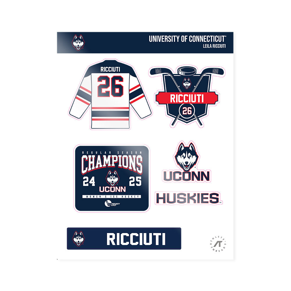 UConn - NCAA Women's Ice Hockey : Leila Ricciuti - Champs Sticker Sheet-0