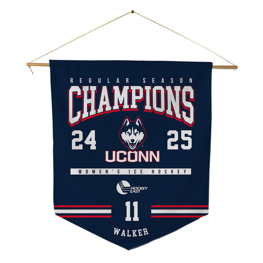 UConn - NCAA Women's Ice Hockey : Christina Walker - Hockey East 2024-2025 Regular Season Champs Pennant - 18" x 21"-0