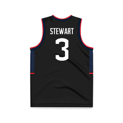 UConn - NCAA Men's Basketball : Jaylin Stewart - Black Basketball Jersey-1