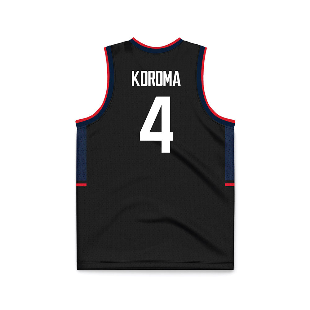 UConn - NCAA Men's Basketball : Dwayne Koroma - Black Basketball Jersey-1