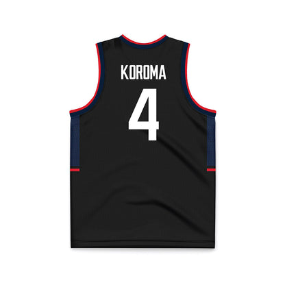 UConn - NCAA Men's Basketball : Dwayne Koroma - Black Basketball Jersey-1