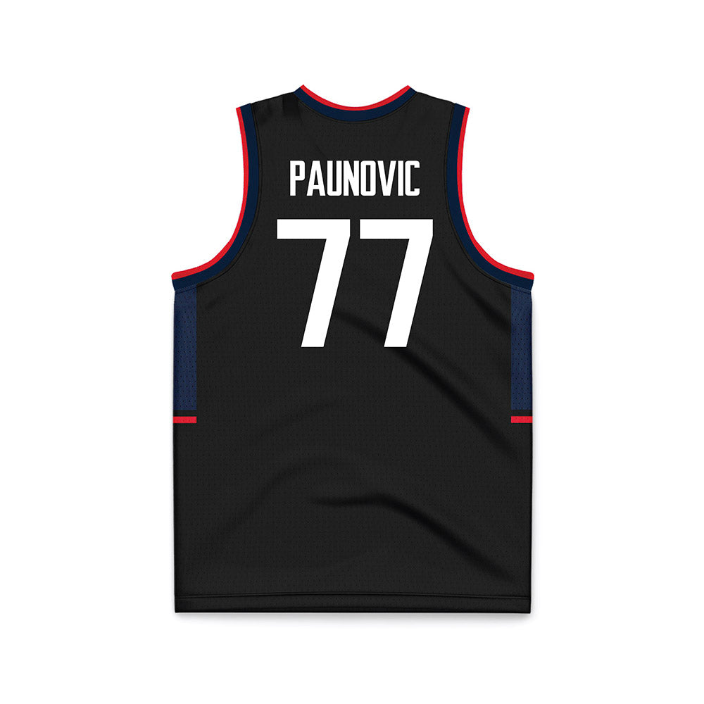 UConn - NCAA Men's Basketball : Uros Paunovic - Black Basketball Jersey-1