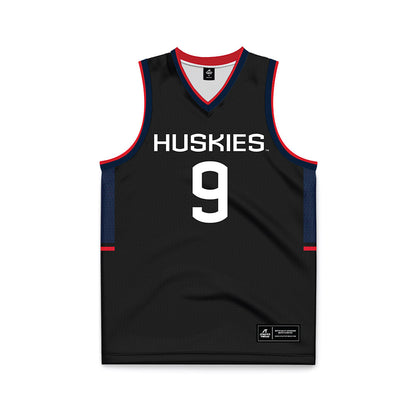 UConn - NCAA Men's Basketball : Na'Jai Hines - Black Basketball Jersey-0