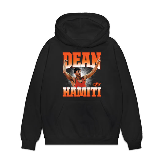 Oklahoma State - NCAA Wrestling : Dean Hamiti - Collage Premium Hooded Sweatshirt-0