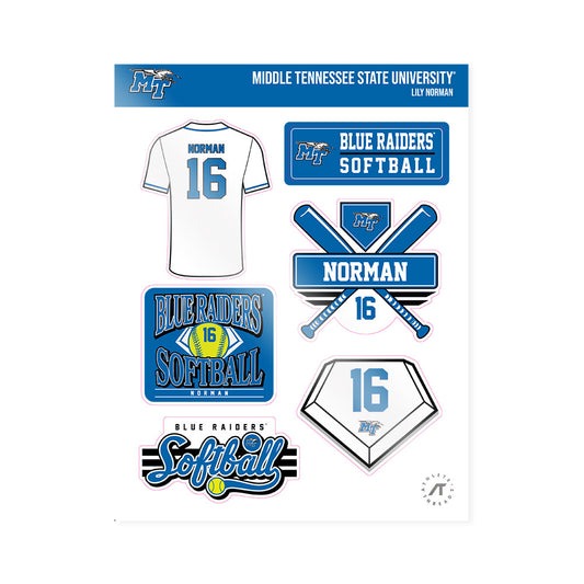 MTSU - NCAA Softball : Lily Norman - Sticker Sheet-0