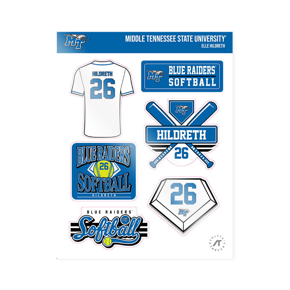 MTSU - NCAA Softball : Elle Hildreth - Sticker Sheet-0