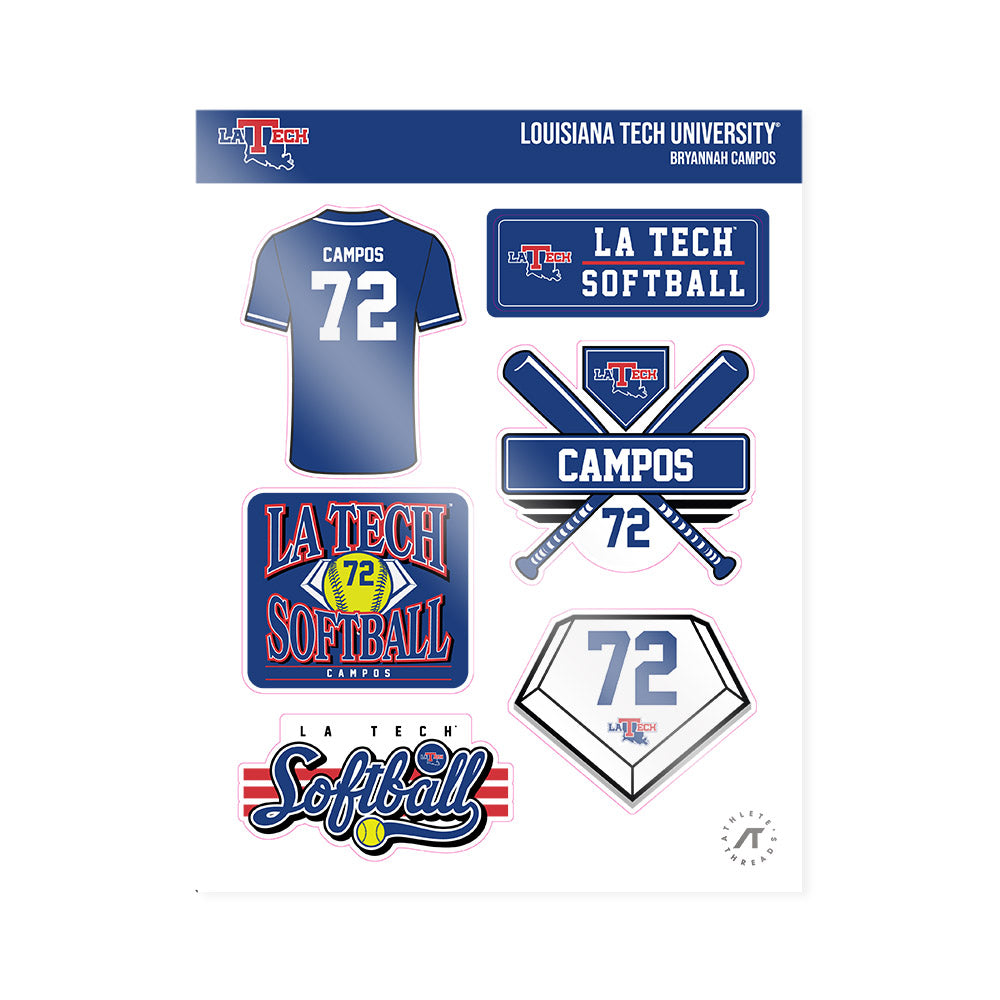 LA Tech - NCAA Softball : Bryannah Campos - Sticker Sheet-0