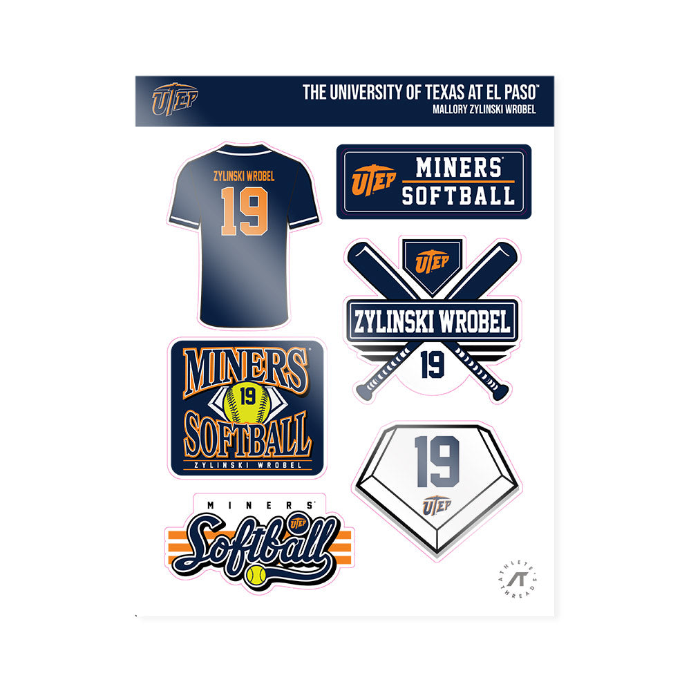 UTEP - NCAA Softball : Mallory Zylinski wrobel - Sticker Sheet-0