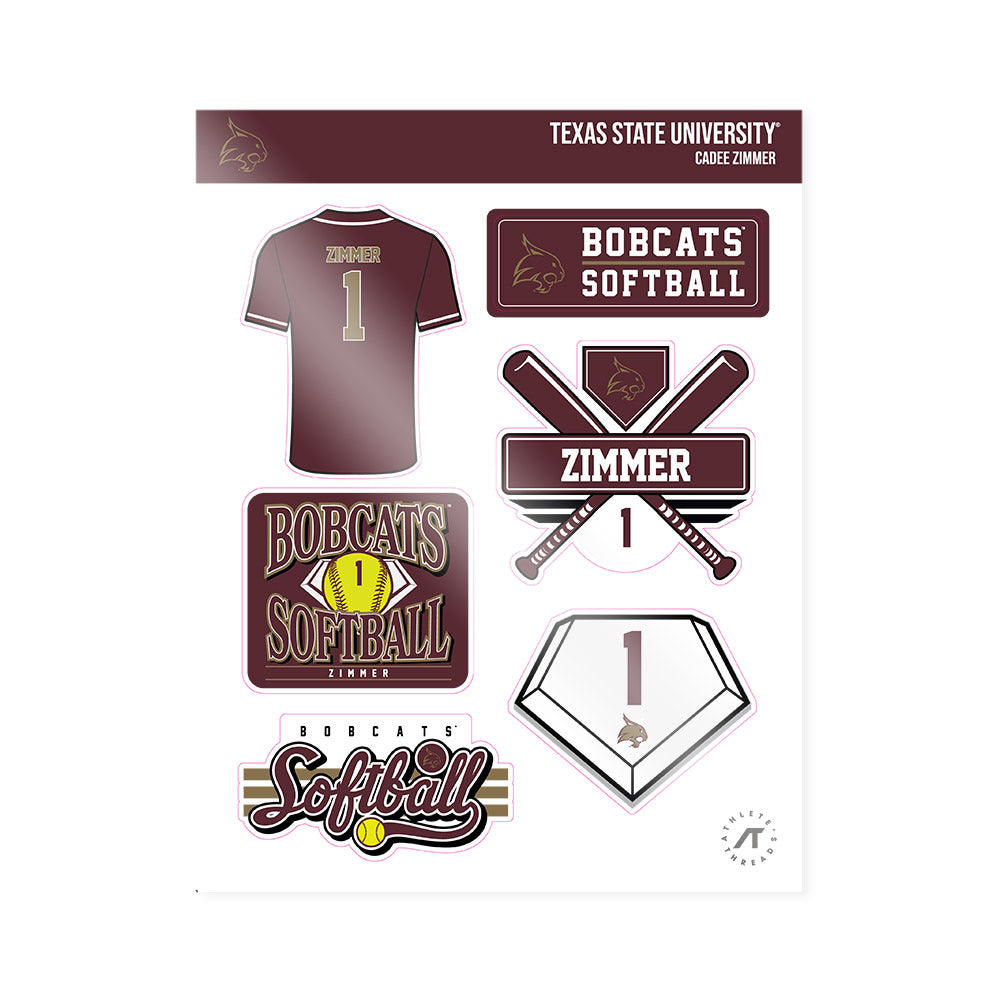 Texas State - NCAA Softball : Cadee Zimmer - Sticker Sheet-0