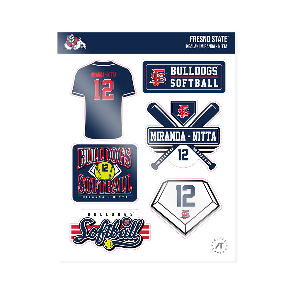 Fresno State - NCAA Softball : Kealani Miranda - Nitta - Sticker Sheet-0