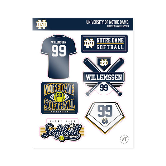 Notre Dame - NCAA Softball : Christina Willemssen - Sticker Sheet-0