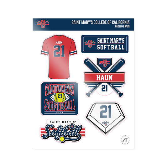 SMC - NCAA Softball : Madeline Haun - Sticker Sheet-0