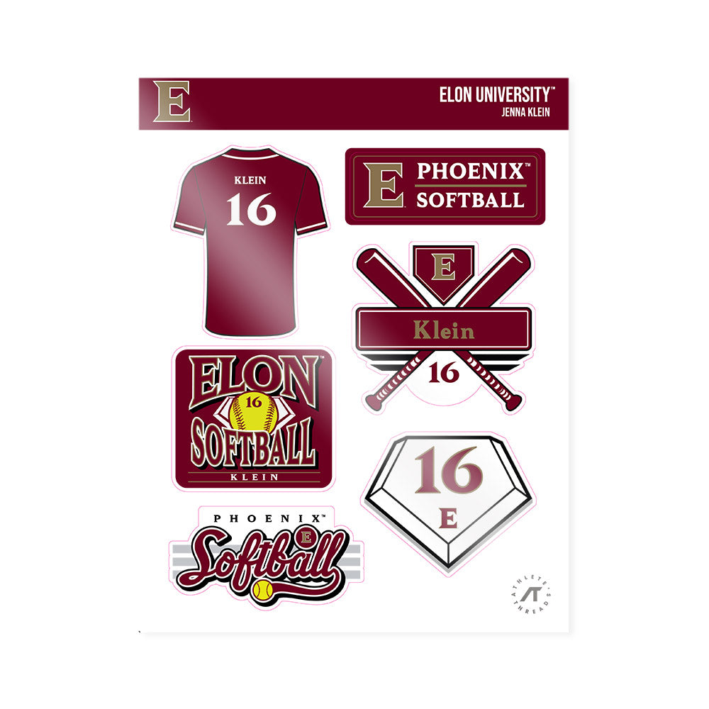 Elon - NCAA Softball : Jenna Klein - Sticker Sheet-0