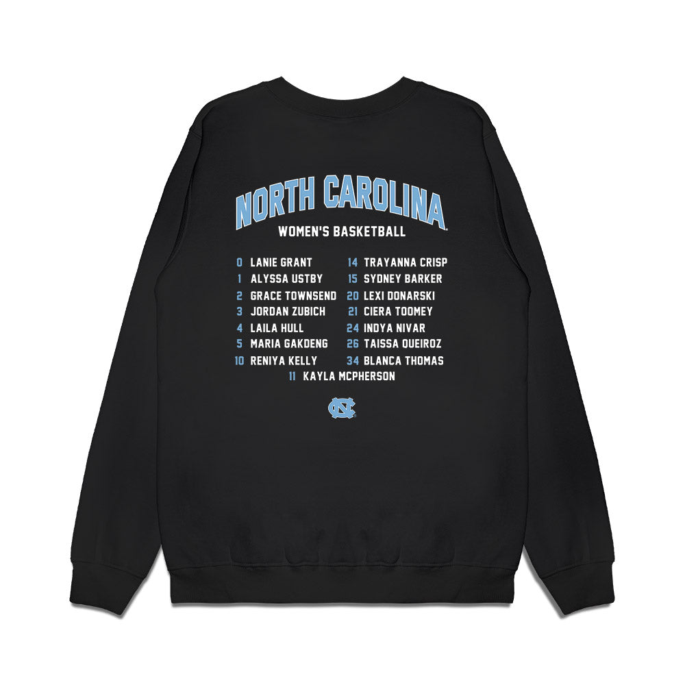 UNC - NCAA Women's Basketball : - Roster Shirt Premium Crewneck Sweatshirt-1