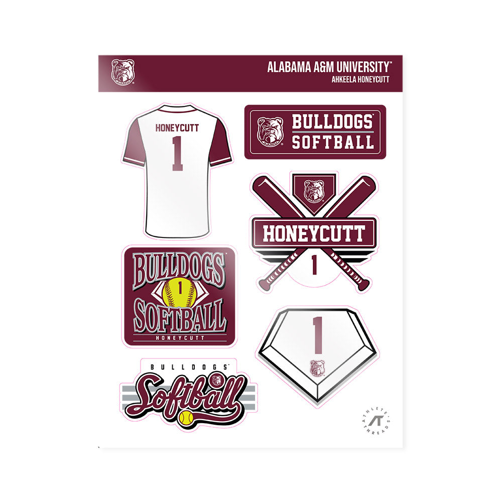 AAMU - NCAA Softball : Ahkeela Honeycutt - Sticker Sheet-0