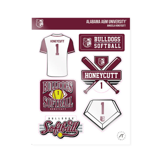AAMU - NCAA Softball : Ahkeela Honeycutt - Sticker Sheet-0