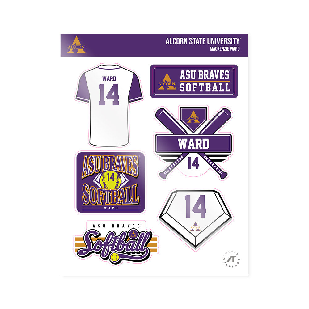 Alcorn - NCAA Softball : Mackenzie Ward - Sticker Sheet-0