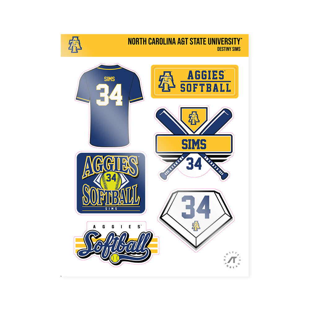North Carolina A&T - NCAA Softball : Destiny Sims - Sticker Sheet-0