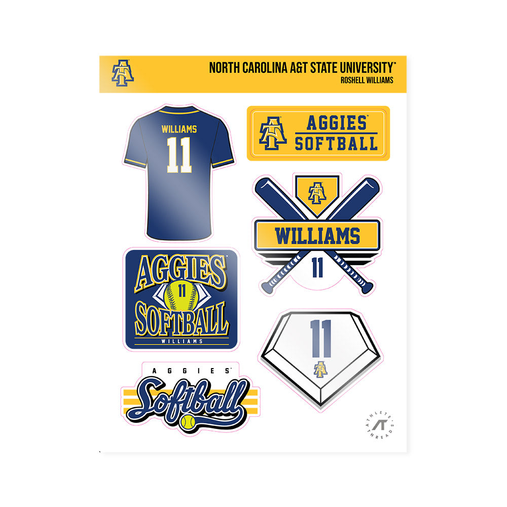 North Carolina A&T - NCAA Softball : Roshell Williams - Sticker Sheet-0