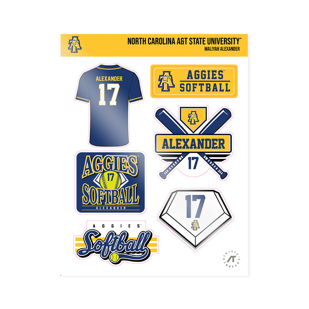 North Carolina A&T - NCAA Softball : Maliyah Alexander - Sticker Sheet-0